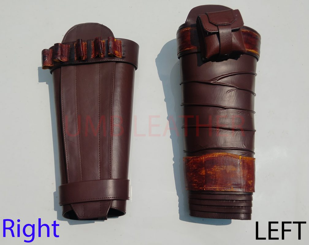 Mandalorian Leather Leg Greave Armor | Din Djarin Leather Legs Right ...