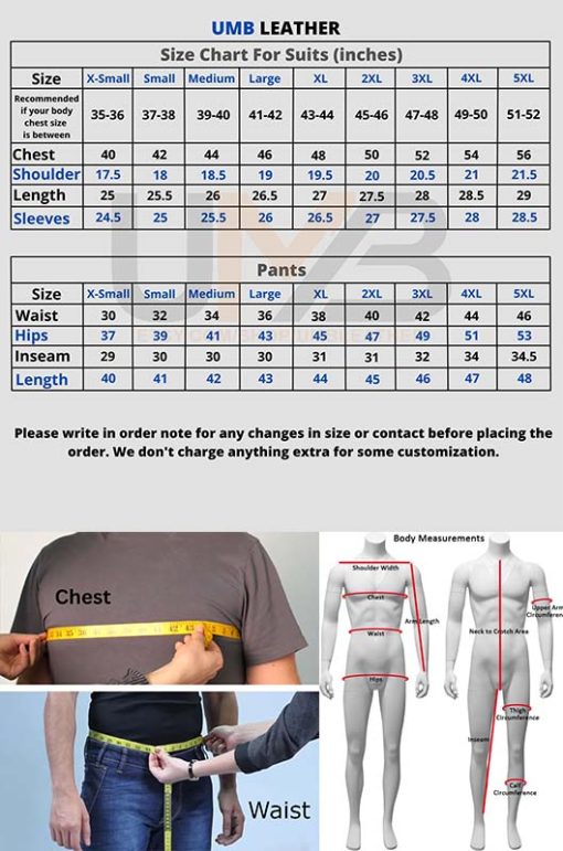 UMB Leather Size Chart For Suit