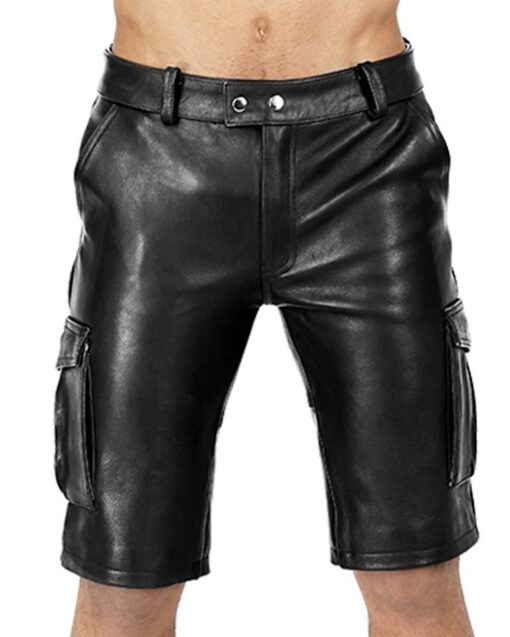 Cargo leather shorts